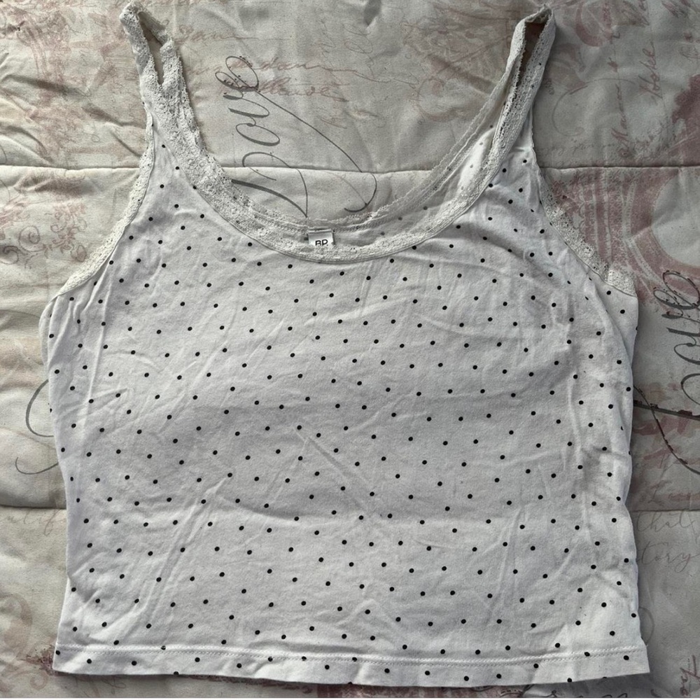 BP Woman’s white polka dot tank top Size M